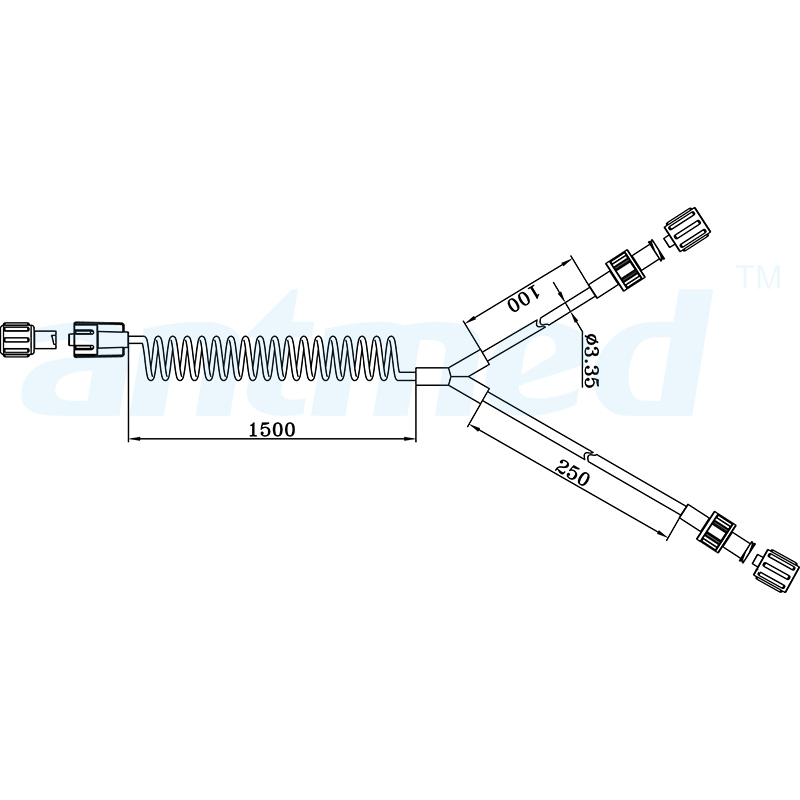 600104 150 cm CT kveil Y-rør med doble tilbakeslagsventiler brukt til CT-injektorer