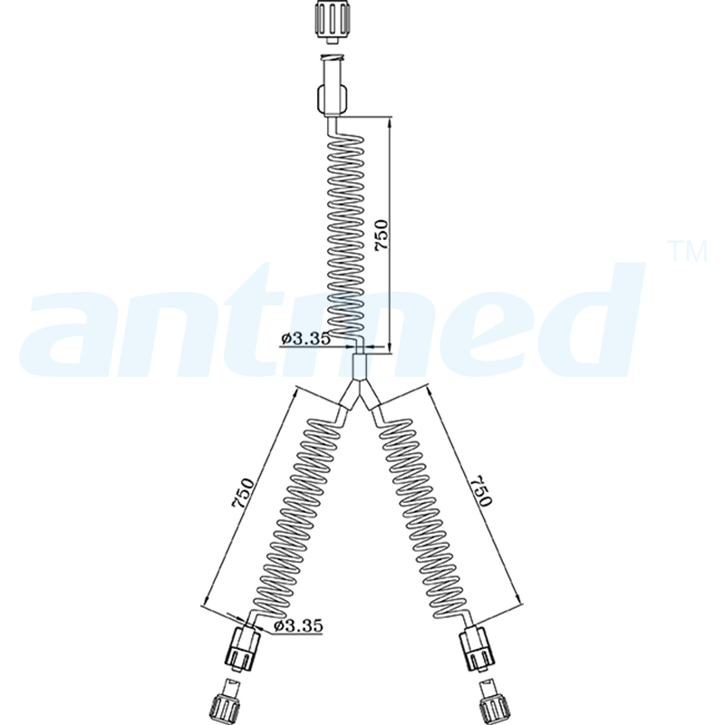 600108 Tube spiralé CT 150 cm utilisé pour les injecteurs CT