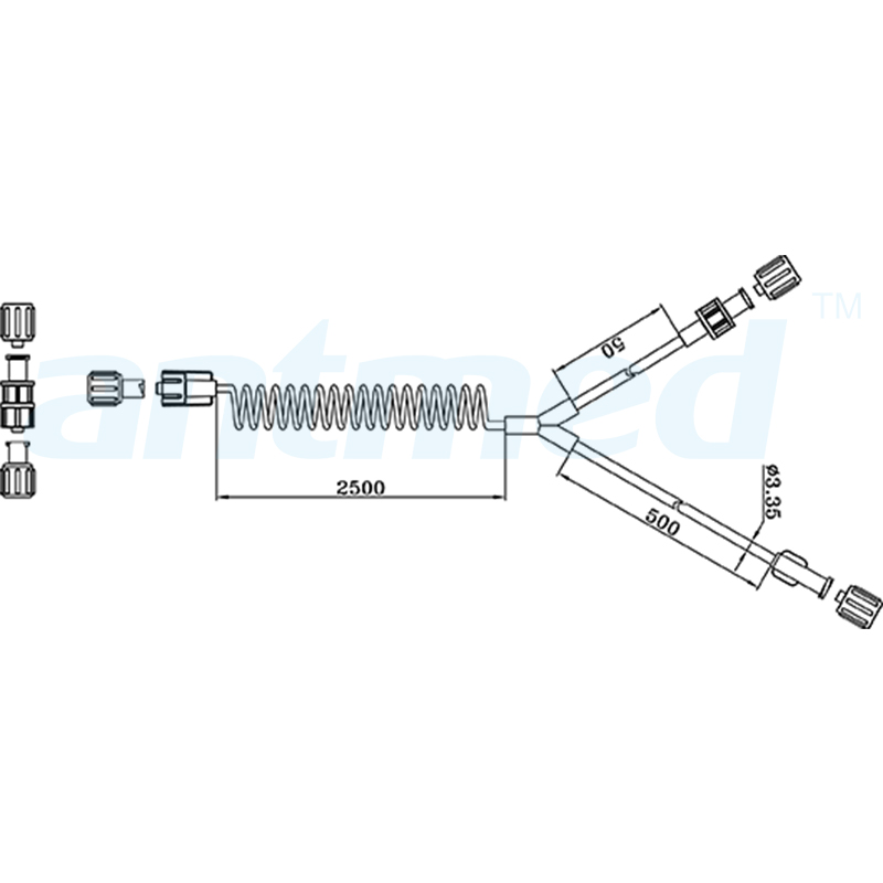 680302 250cm MR Coiled Y-Tube dengan Single Check Valve digunakan untuk MR Injector