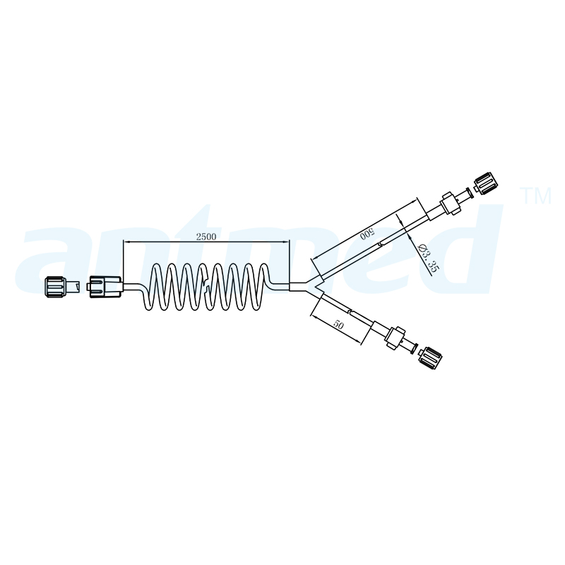 680305 250cm MR Coiled T-Tube yokhala ndi Vavu Yoyang'ana Imodzi yogwiritsidwa ntchito pa majekeseni a MR